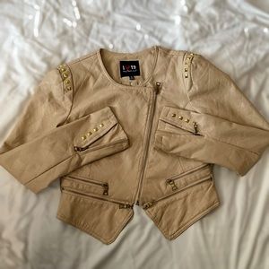 FAUX LEATHER ZIPPERED JACKET